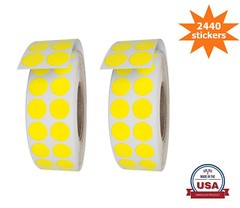 Royal Green Round Dot Stickers 17mm Neon Yellow 2440 Pack on Rolls