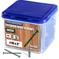 Deck Screws 3 Inch, #10 x 3, 5lb, Rust Resistant, Green Epoxy Coated, Outdoor…