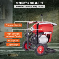 VEVOR Drain Cleaner Machine 120FT x 6/5″ 1100W Sectional Snake Auger Manual Feed