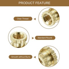 M3 x 4mm(L) x 5mm(OD) Female Thread Brass Knurled Threaded Insert, 120Pcs