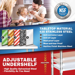 30X24 NSF Stainless Steel Cart Work Table – Heavy Duty Rolling Food Prep Table –