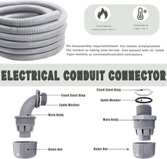 Liquid-Tight Conduit and Connector Kit – 3/4 Inch 100 FT Non Metallic Liquid Tig