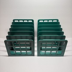 Vintage 80s-90s Oxford DecoSorter Green Plastic 6 Slot Desk File Sorter Set of 2