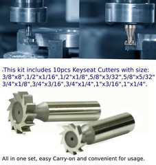 HSS M2 Woodruff Keyseat Milling Cutter Set 1/2″ Shank Metalworking Cutting-10Pcs