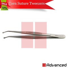 Surgical Tissue Holding Corn Suture Tweezers 6″ Dental Eyelet Angled Forceps