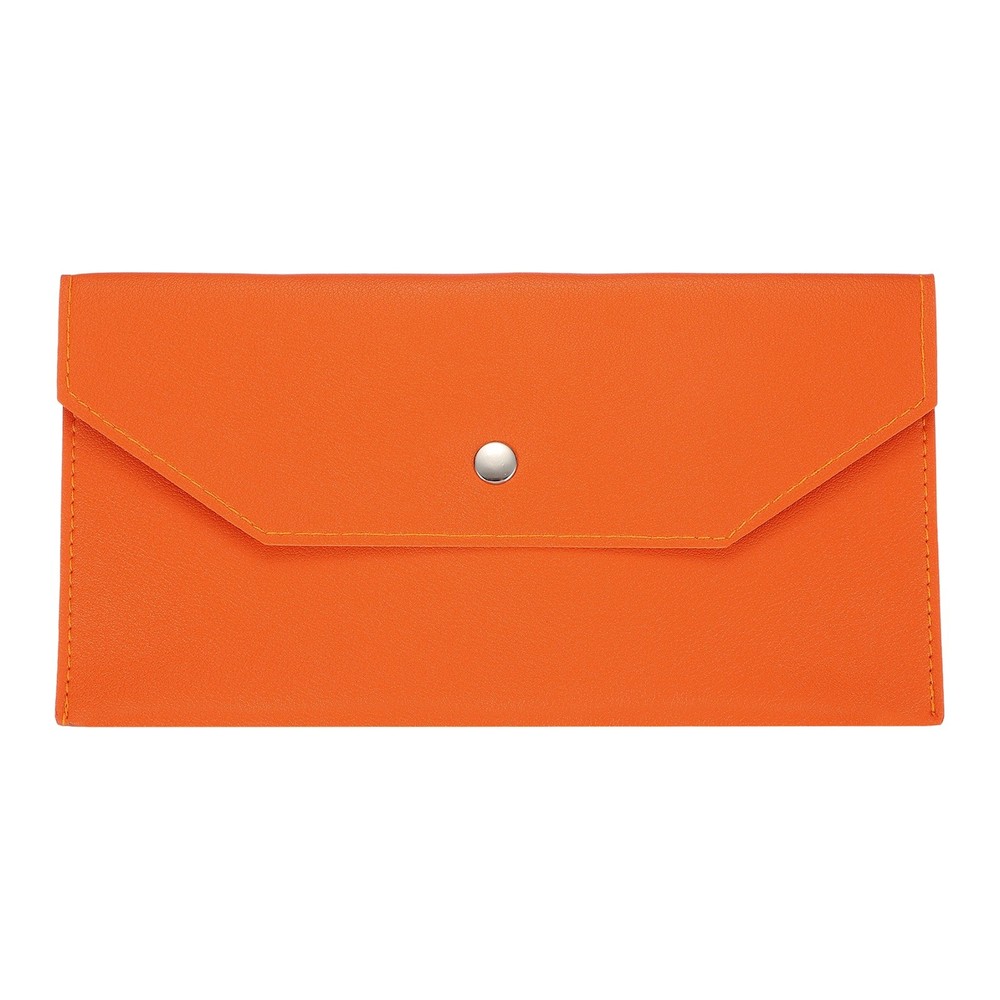 PU Leather Envelope Wallet Money for Women Men Orange