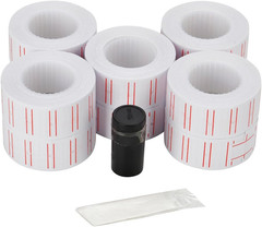 10 Rolls 6000 White Price Gun Labels for Mx-5500 – with Double Red Line Visibili