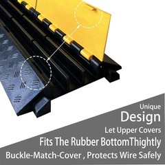 Foldable 3 Channel Rubber Cable Protector 22000Lbs Capacity 30 inch Ramp