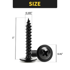 Wood Screws 1 Inch, 110 PCS Premium Phillips Truss Head Black Wood Screws, Self