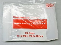100 Reloc Zippit Bags 8×10 White Block 2mil Zip Seal Reclosable Writeable 8x 10″