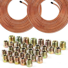 Brake Line Tubing Kit 3/16 & 1/4″ 25Ft Dual Size Copper Coated Alloy Steel Anti-