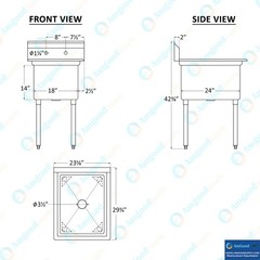 18 in. x 18.5 in. Stainless Steel Utility Sink.15 in. x 15 in. x 13 in. Bowl