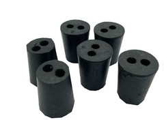 2-Hole Black Natural Rubber Laboratory Stopper Size 2 – 13 Stoppers