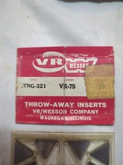 NEW SURPLUS 10PCS. VR/WESSON TNG 321 GRADE: VR-75 CARBIDE INSERTS (A7)