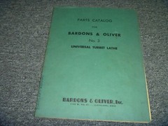 Bardons & Oliver No. 3 Universal Turret Lathe Parts Catalog Manual List Book