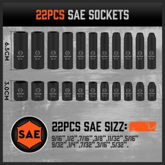 56PC 1/4″ Drive Shallow & Deep 6-Point Socket Set Extension Bar Universal Joint