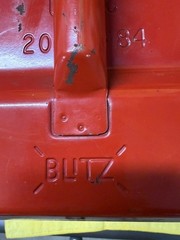 Vintage Steel BLITZ 2.5 Gal RED Gas Can USA DOT-5 L USMC 20-2 1/2-84 w/new Spout