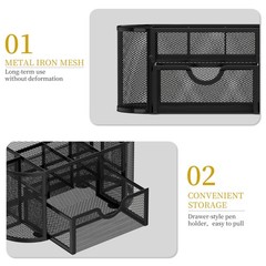 SUPEASY Mesh Desk Organizer, Accessories & Workspace Obsidian Black