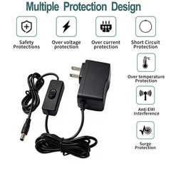 12V 1A DC Power Supply with On/Off Switch Adapter AC 100-240V 50-60Hz to DC 1…