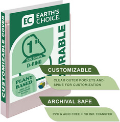 Plant Based Durable D-Ring Binders – 1 Inch 3 Ring Binder with 225 Sheet Capacit