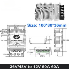 36V 48V to 12V 50A 60A 80A 100A DC Step Down Converter Buck Regulator Golf Cart