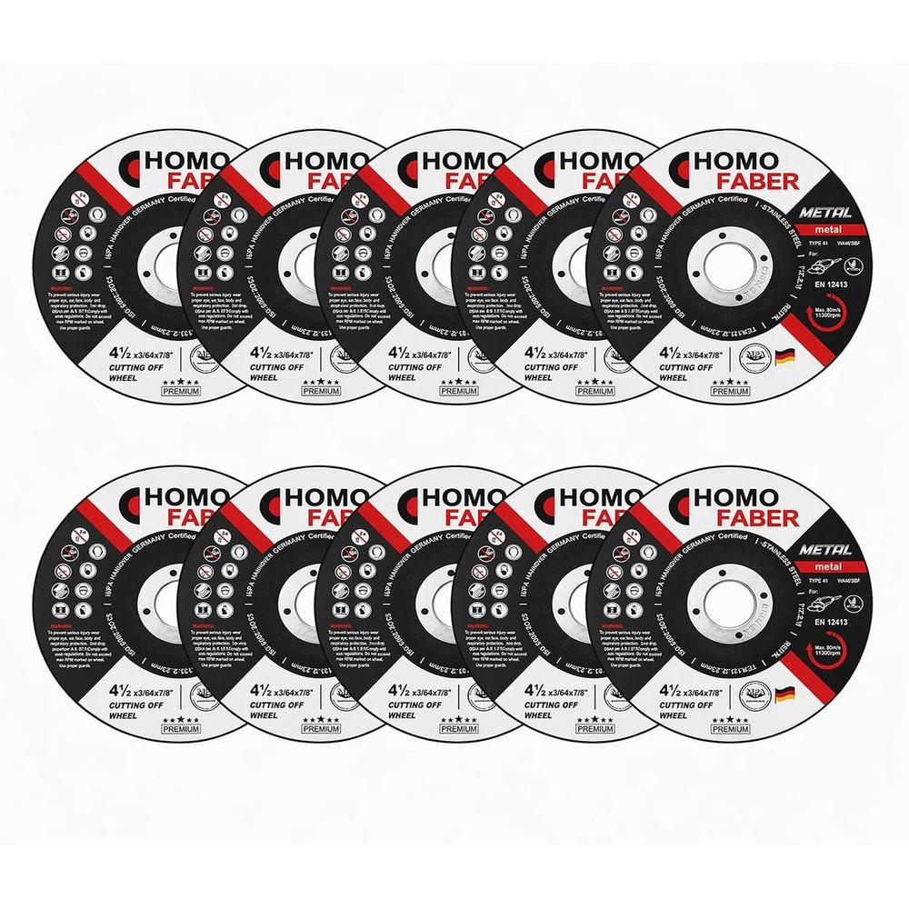 10 Pack – 4 1/2 Inch Cut Off Wheels for Metal (4.5″ Angle Grinder Cutting Disc)