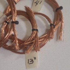 Copper Wire Coils Lot, bright and shiny Assorted Lengths w/ Tags