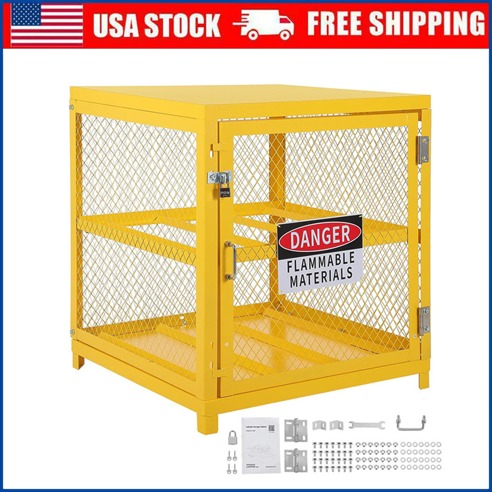 Horizontal Cylinder Storage Cabinet, 4 Cylinder Capacity w/Anti-Slip Guardrails