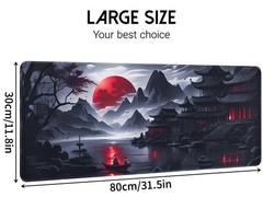 FreeNook Large Gaming Mouse Pad, Anime Black 31.5L x 11.8W inches, RedMoon