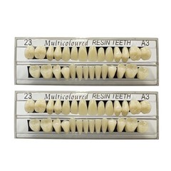 56 Pcs False Teeth Fake Teeth 2 Sets Synthetic Resin Dental Tooth, Upper Lowe…