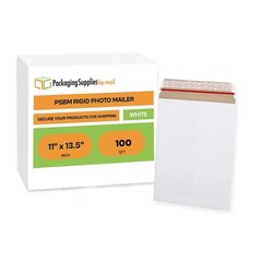 100 – 11″ x 13.5″ White Rigid Photo Document Mailers Cardboard Envelopes