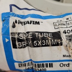 Approximately 900ft – Netafim 40001-002500S SPE Gray Tubing, 5mm x 3mm – USED