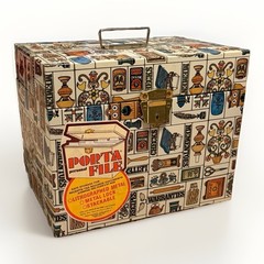 Retro 70s Ballonoff Metal Tin Home Porta File Box w/ Key 12-1/2 x 10 x 6–1/2 Vtg