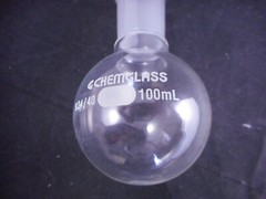CHEMGLASS Round Bottom Flask 100mL Single Neck 24/40 Heavy Wall CG-1506-05