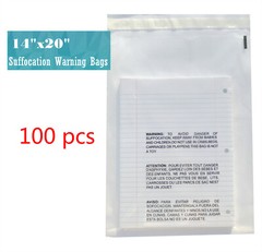 100 14×20 Clear Suffocation Warning Poly Self Seal Bags – ST ShipMailers