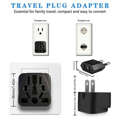 2 Pack EU to US Plug Adapter, UK to US Plug Adapter, UK,AU,CN,JP,Asia,Italy,B…