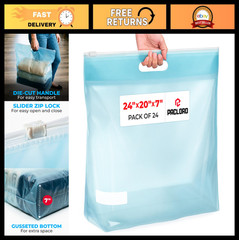 Large 24″ x 20″ Slider Zip Lock Bags – Heavy Duty 3.5 mil, 24 Pack, Easy-Slide C