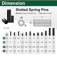 460pc Roll Pin Assortment – Metric Slotted Spring Pins M1.5-M6 Assort Kit Steel