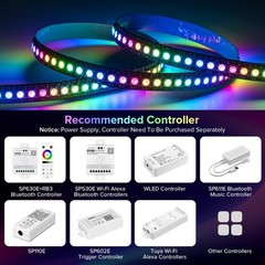 Black WS2812B LED Strip Light 3.3 Ft 144 LEDs IP30