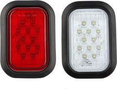 6Pcs 5×3 Rectangle LED Stop/Turn/Tail/Brake & Backup 4 Red + 2 White