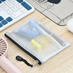 24 PCS Plastic Mesh Zipper Pouch Storage Bag Waterproof School Office Travel