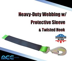 USA 2″ x 8′ Axle Strap Car Trailer Hauler Ratchet Tie Down Strap w/ Snap Hook