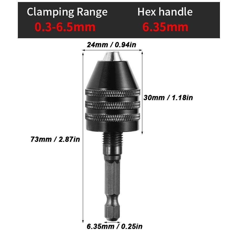 1/4″ Hex Shank Keyless Drill Bit Quick Change Driver Chuck Conversion Adapter