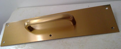 SOLID Satin BRASS Door Pull Plate Handle 14″ x 3-1/2″ w Back Plate