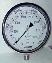 High Pressure Gauge Dual Scale Pointer 0-50000 PSI /0-3500 BAR 6″150MM Dial