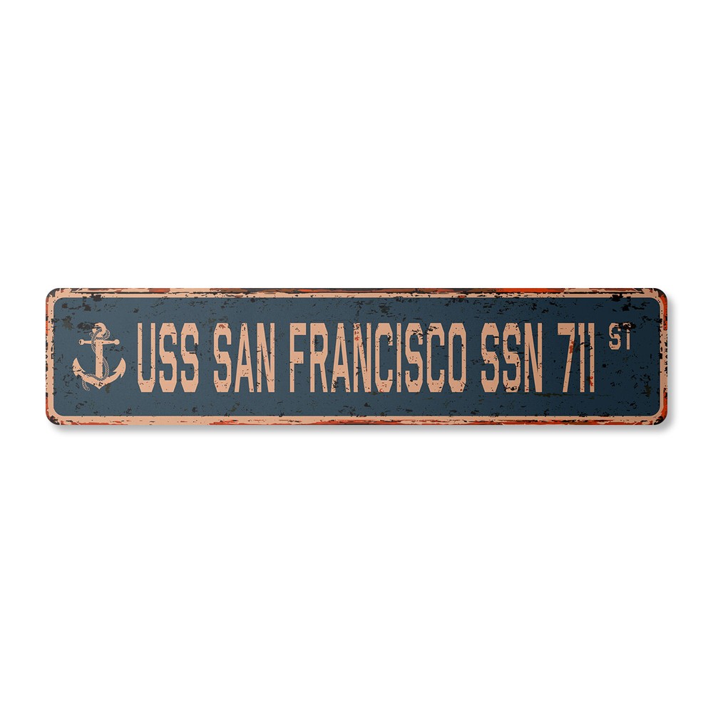USS SAN FRANCISCO SSN 711 Vintage Street Sign us navy ship veteran sailor rustic