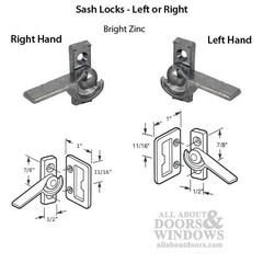 Sliding Window Latch Aluminum Sash Hardware Diecast Left Hand Bright Zinc