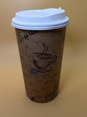 12 oz Disposable Paper Coffee Cups Coffee Bean Design and optional Lids