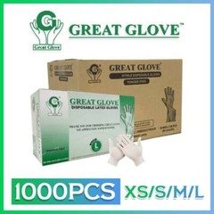 Great Glove Latex Gloves, White, Powder-Free CASE OF 1000PCS [Size – XS/S/M/L]