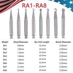 1-20 packs Dental Low Speed RA Round Carbide Bur for Slow Speed Latch RA1-RA8 DL